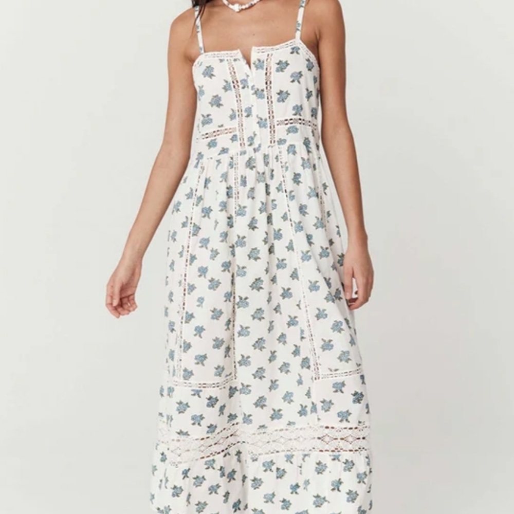 Spell White, Blue and Green Floral Maxi Dress Size Large - Picture 10 of 12